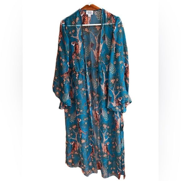 Unique Vintage Other - Unique Vintage tiger & peacock print sheer cover up Size XS/2
